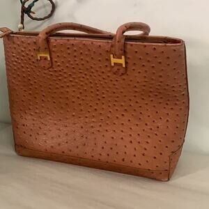ASHNEIL‎ OSTRICH LEATHER BAG GOLD HARDWARE